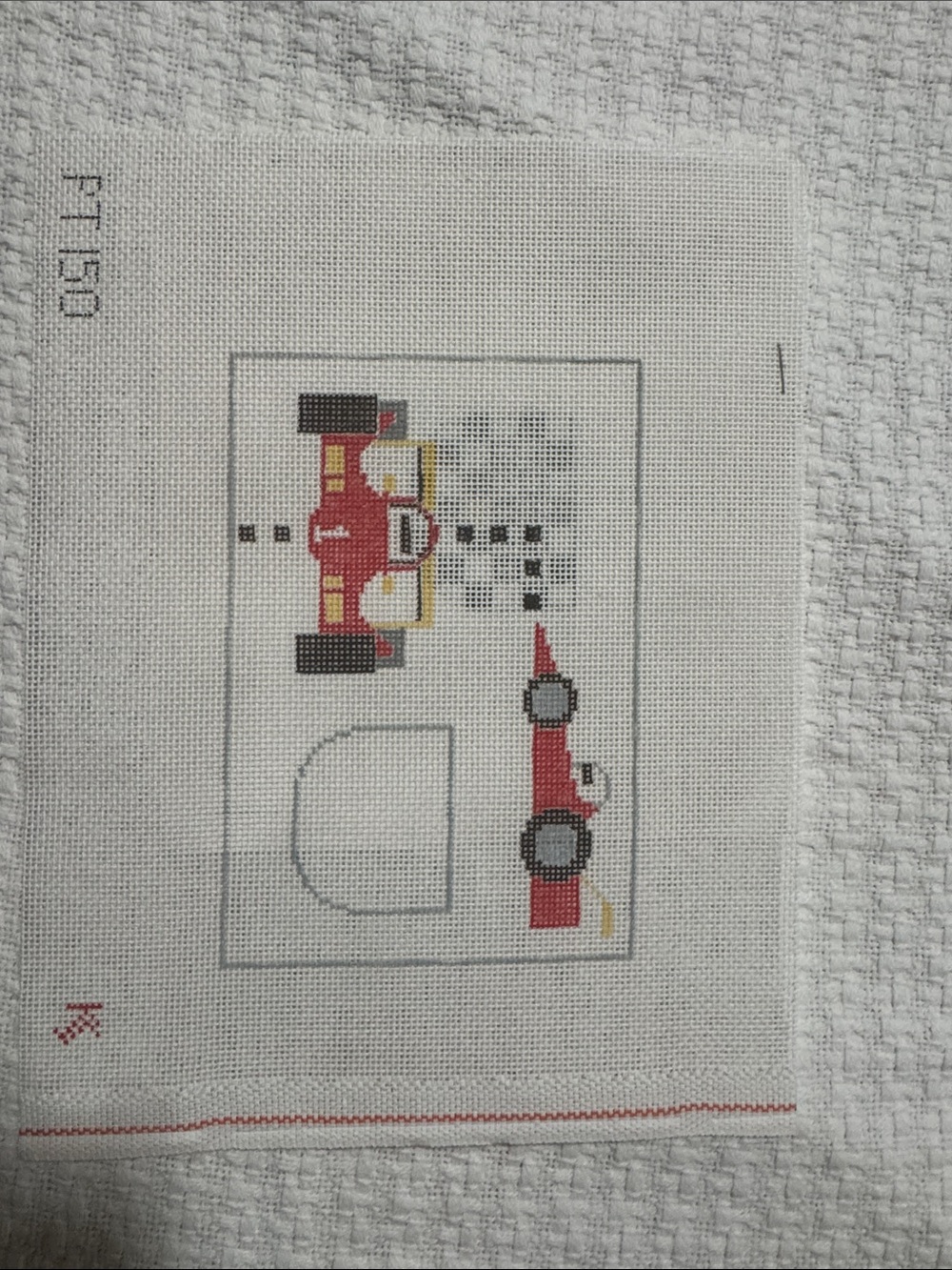 Red Race Car Cross-Stitch Wall Decor